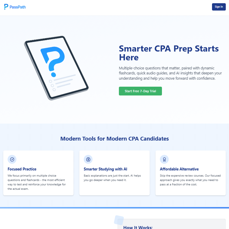 Screenshot of PassPath.ai landing page